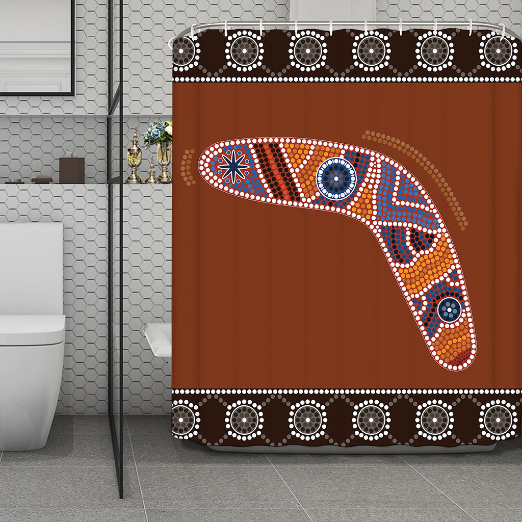 Aboriginal Dot Boomerang Print Polyester Shower Curtain