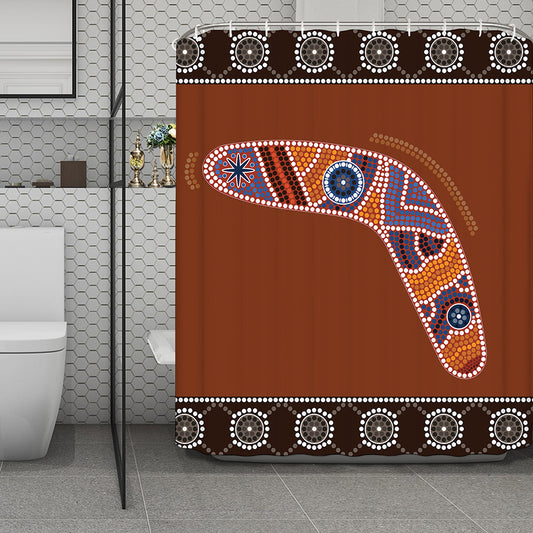 Aboriginal Dot Boomerang Print Polyester Shower Curtain