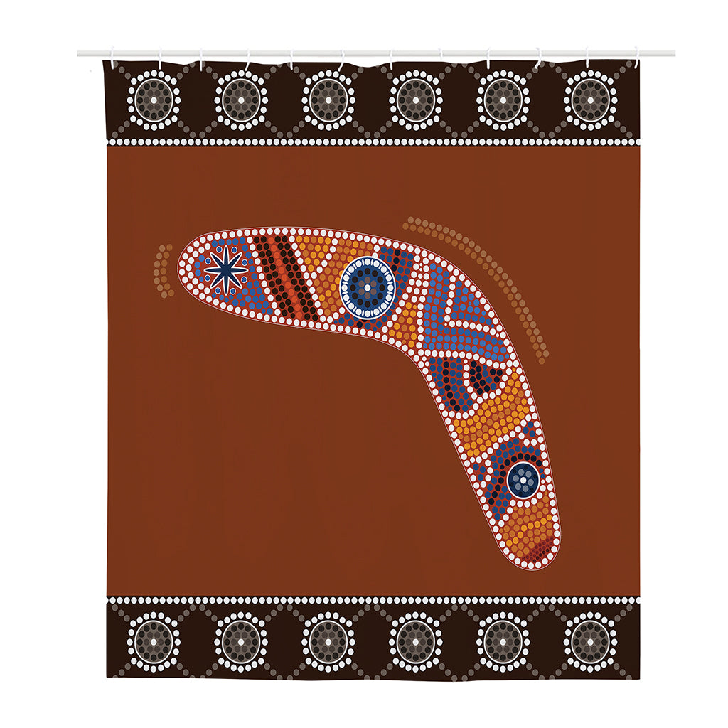 Aboriginal Dot Boomerang Print Polyester Shower Curtain