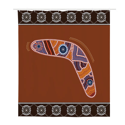 Aboriginal Dot Boomerang Print Polyester Shower Curtain
