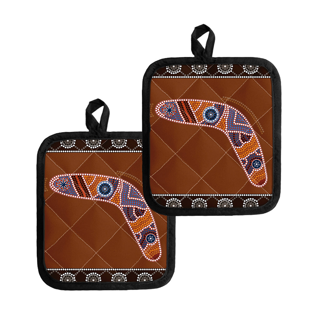 Aboriginal Dot Boomerang Print Pot Holders