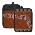 Aboriginal Dot Boomerang Print Pot Holders With Pocket