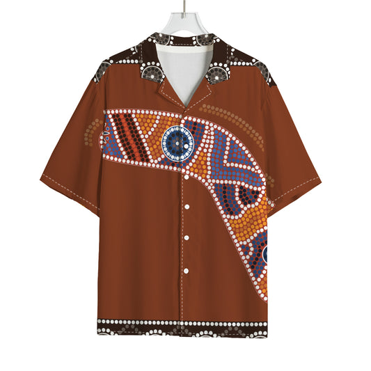 Aboriginal Dot Boomerang Print Rayon Hawaiian Shirt