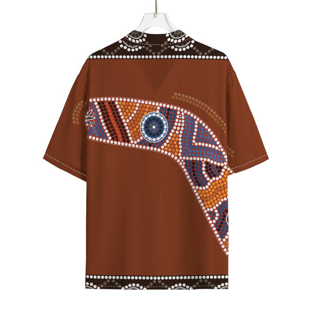 Aboriginal Dot Boomerang Print Rayon Hawaiian Shirt