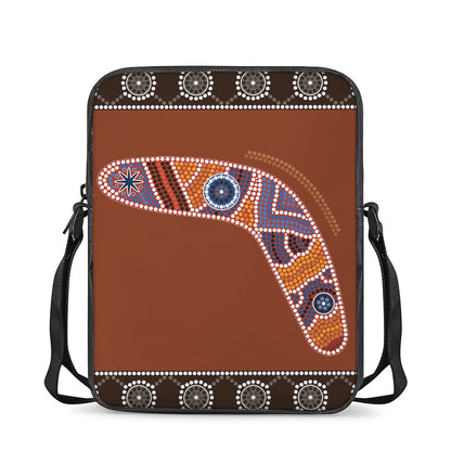Aboriginal Dot Boomerang Print Rectangular Crossbody Bag
