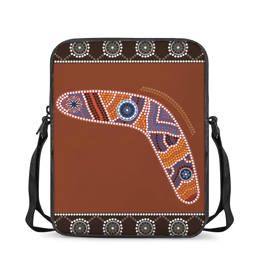 Aboriginal Dot Boomerang Print Rectangular Crossbody Bag