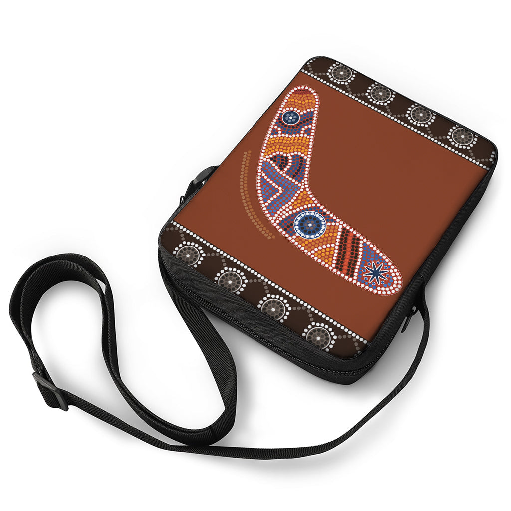 Aboriginal Dot Boomerang Print Rectangular Crossbody Bag