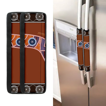 Aboriginal Dot Boomerang Print Refrigerator Handle Covers