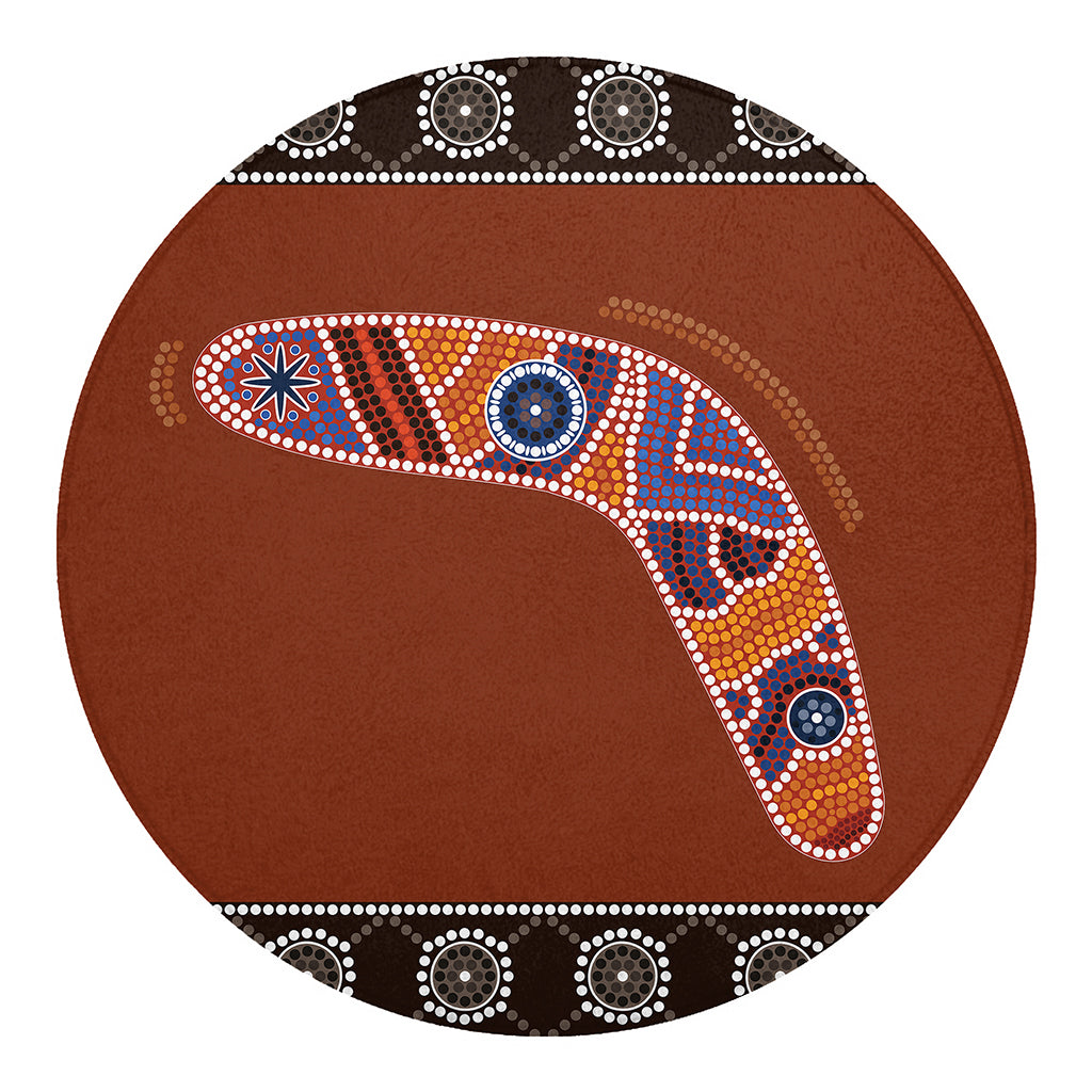 Aboriginal Dot Boomerang Print Round Blanket