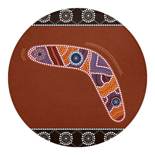 Aboriginal Dot Boomerang Print Round Blanket