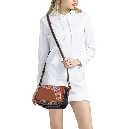 Aboriginal Dot Boomerang Print Saddle Bag