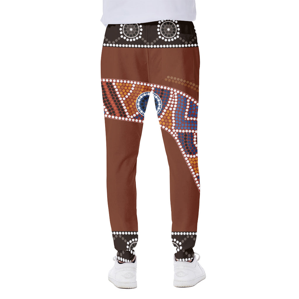 Aboriginal Dot Boomerang Print Scuba Joggers