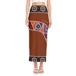 Aboriginal Dot Boomerang Print Side Slit Maxi Skirt