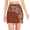 Aboriginal Dot Boomerang Print Side Slit Mini Skirt