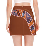 Aboriginal Dot Boomerang Print Side Slit Mini Skirt