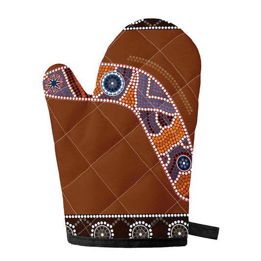 Aboriginal Dot Boomerang Print Single Oven Mitt