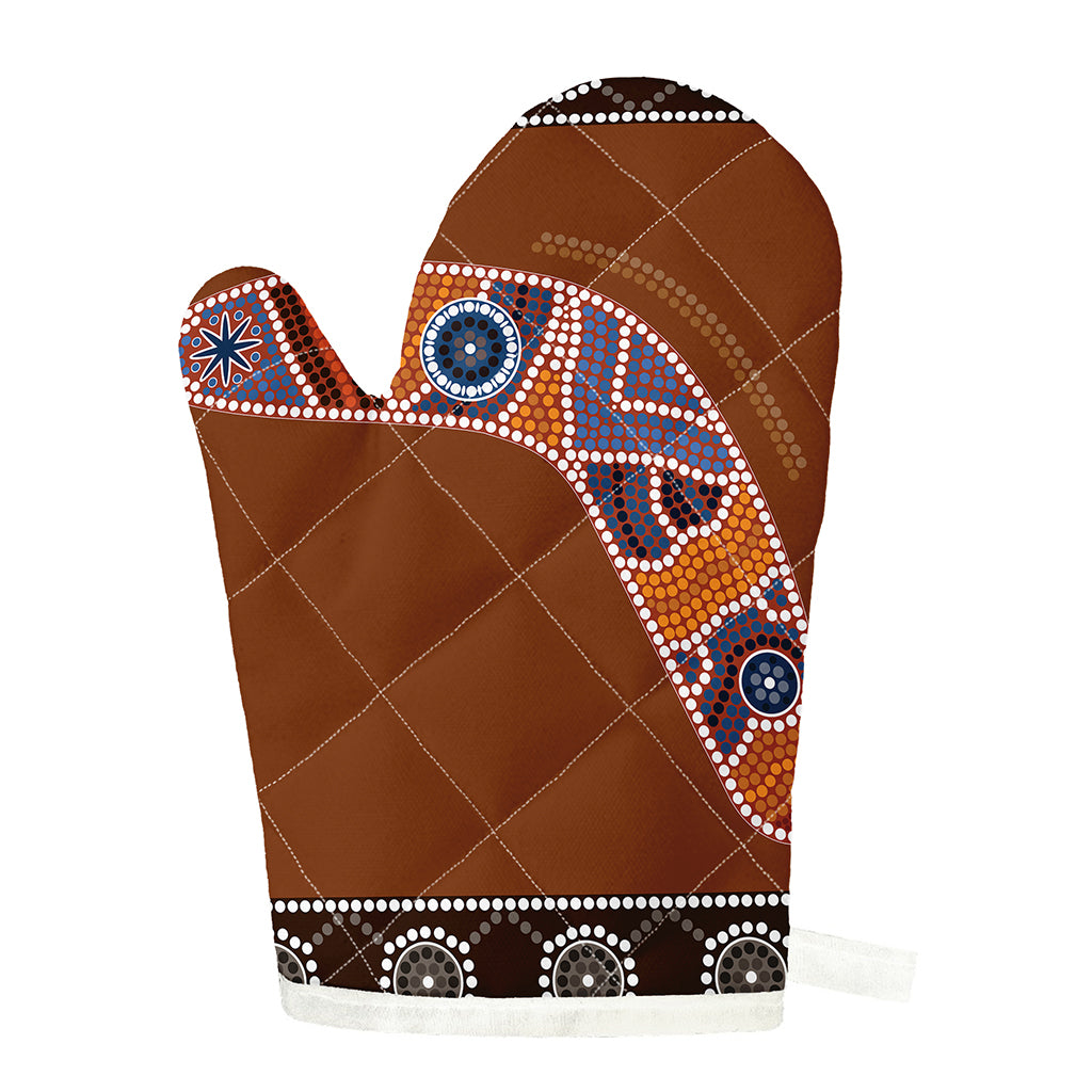 Aboriginal Dot Boomerang Print Single Oven Mitt