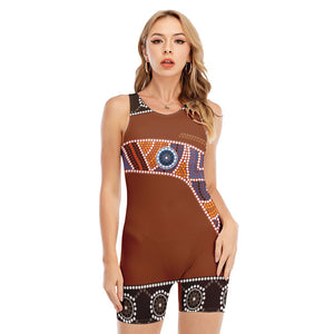 Aboriginal Dot Boomerang Print Sleeveless One Piece Swimsuit