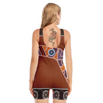 Aboriginal Dot Boomerang Print Sleeveless One Piece Swimsuit