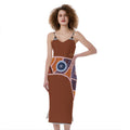 Aboriginal Dot Boomerang Print Slim Fit Midi Cami Dress