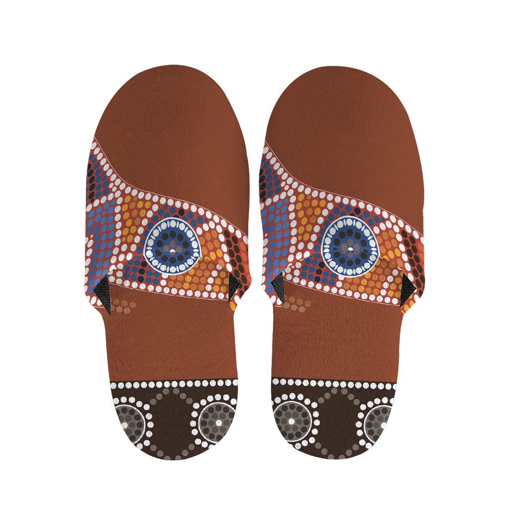 Aboriginal Dot Boomerang Print Slippers