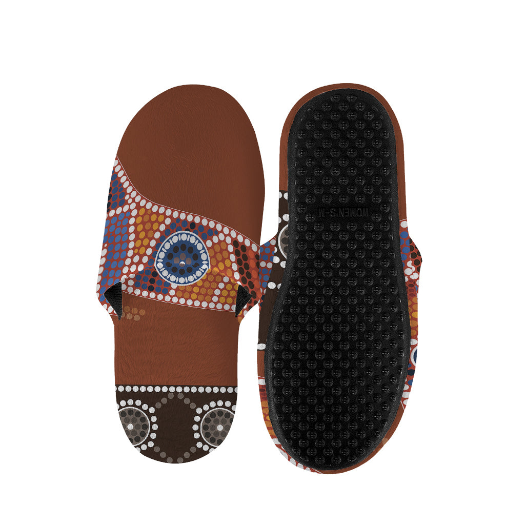 Aboriginal Dot Boomerang Print Slippers