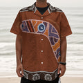 Aboriginal Dot Boomerang Print Textured Short Sleeve Shirt