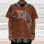 Aboriginal Dot Boomerang Print Textured Short Sleeve Shirt