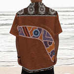 Aboriginal Dot Boomerang Print Textured Short Sleeve Shirt