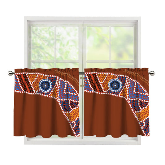 Aboriginal Dot Boomerang Print Tier Curtains