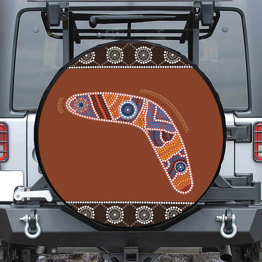 Aboriginal Dot Boomerang Print Tire Cover