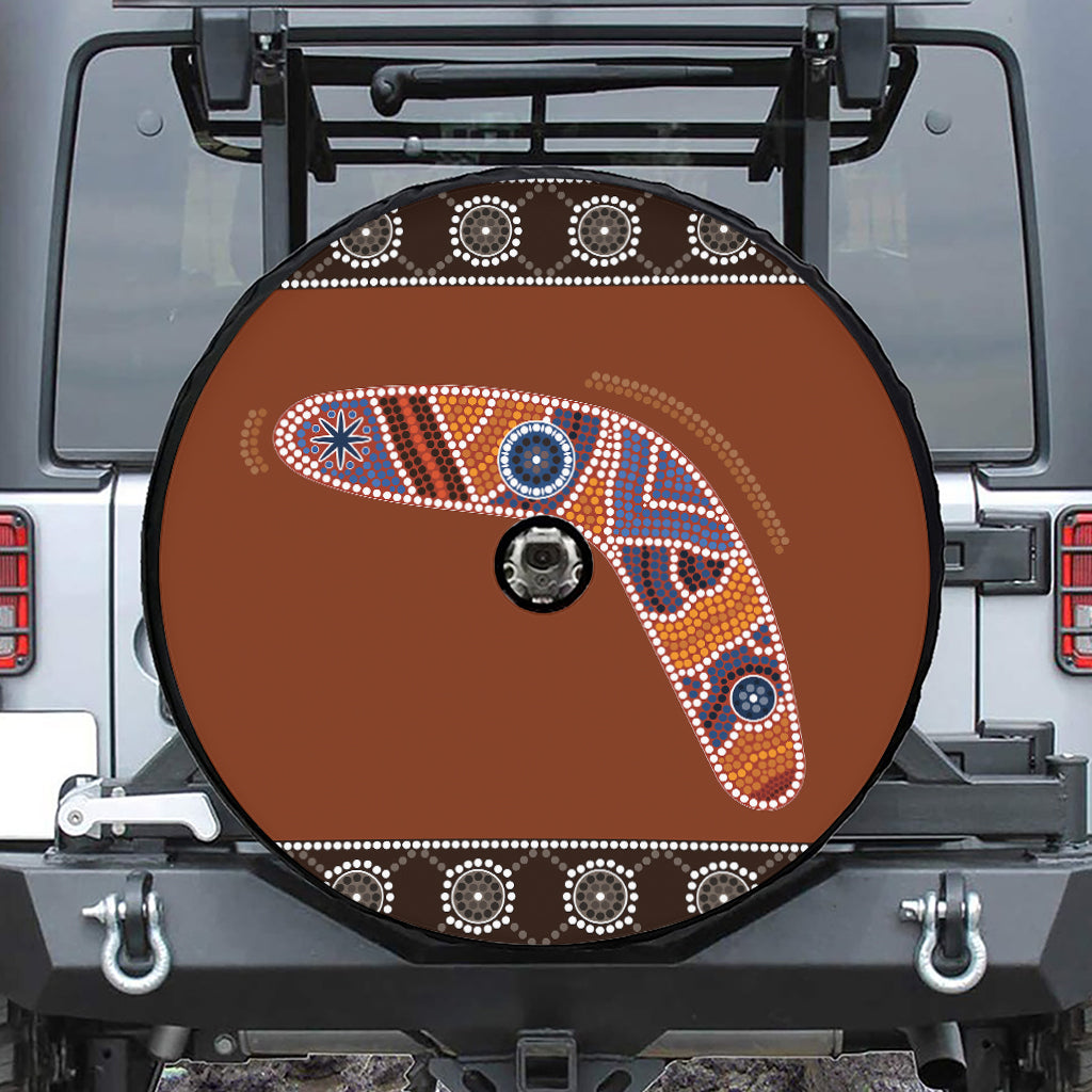 Aboriginal Dot Boomerang Print Tire Cover With Camera Hole