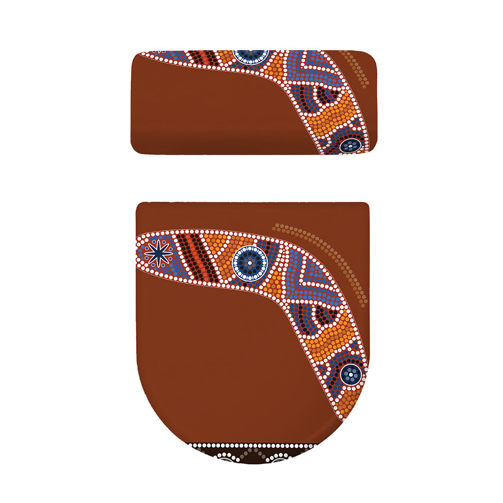 Aboriginal Dot Boomerang Print Toilet Lid And Tank Cover Set