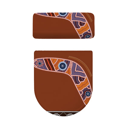 Aboriginal Dot Boomerang Print Toilet Lid And Tank Cover Set
