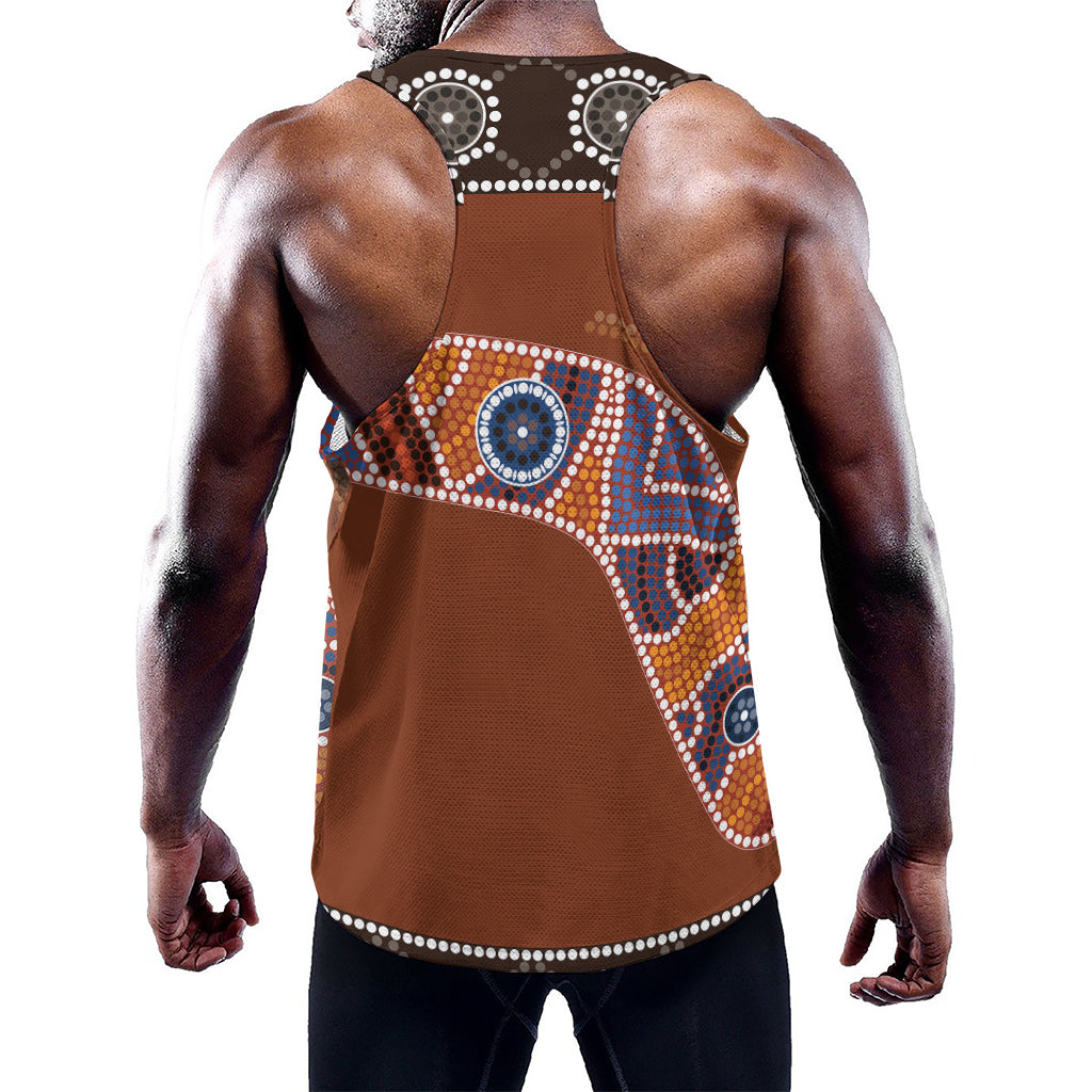 Aboriginal Dot Boomerang Print Training Tank Top