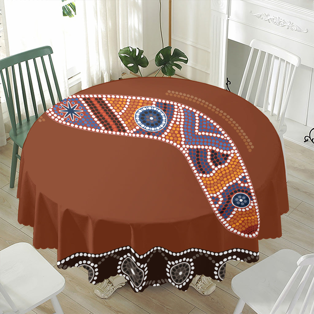 Aboriginal Dot Boomerang Print Waterproof Round Tablecloth
