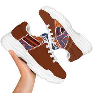 Aboriginal Dot Boomerang Print White Chunky Shoes