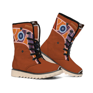 Aboriginal Dot Boomerang Print Winter Boots