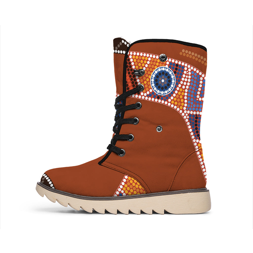 Aboriginal Dot Boomerang Print Winter Boots