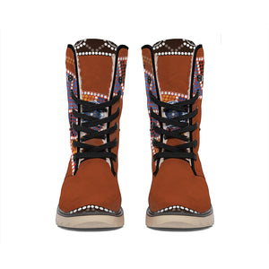 Aboriginal Dot Boomerang Print Winter Boots