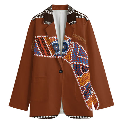 Aboriginal Dot Boomerang Print Women's Blazer