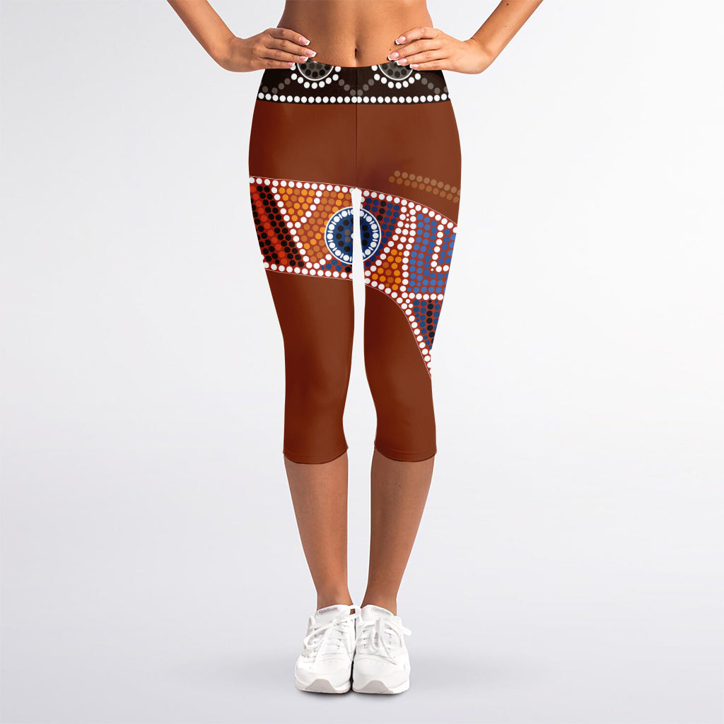 Aboriginal Dot Boomerang Print Women's Capri Leggings