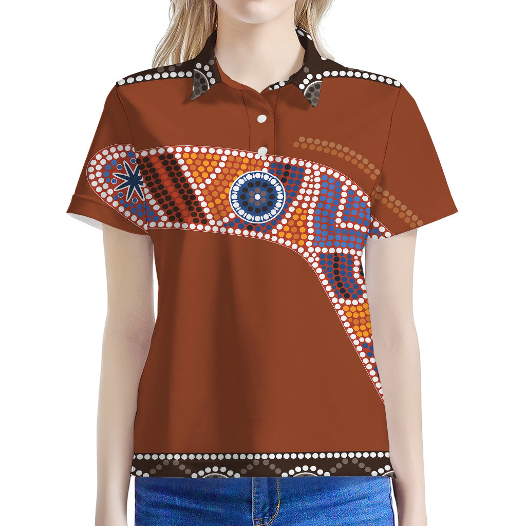 Aboriginal Dot Boomerang Print Women's Polo Shirt