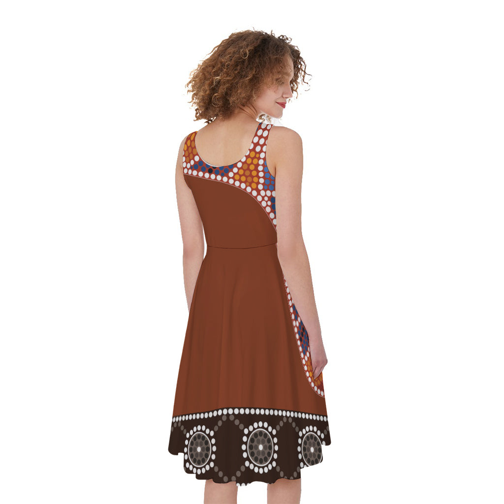 Aboriginal Dot Boomerang Print Women's Sleeveless Dress
