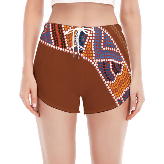 Aboriginal Dot Boomerang Print Women's Split Running Shorts