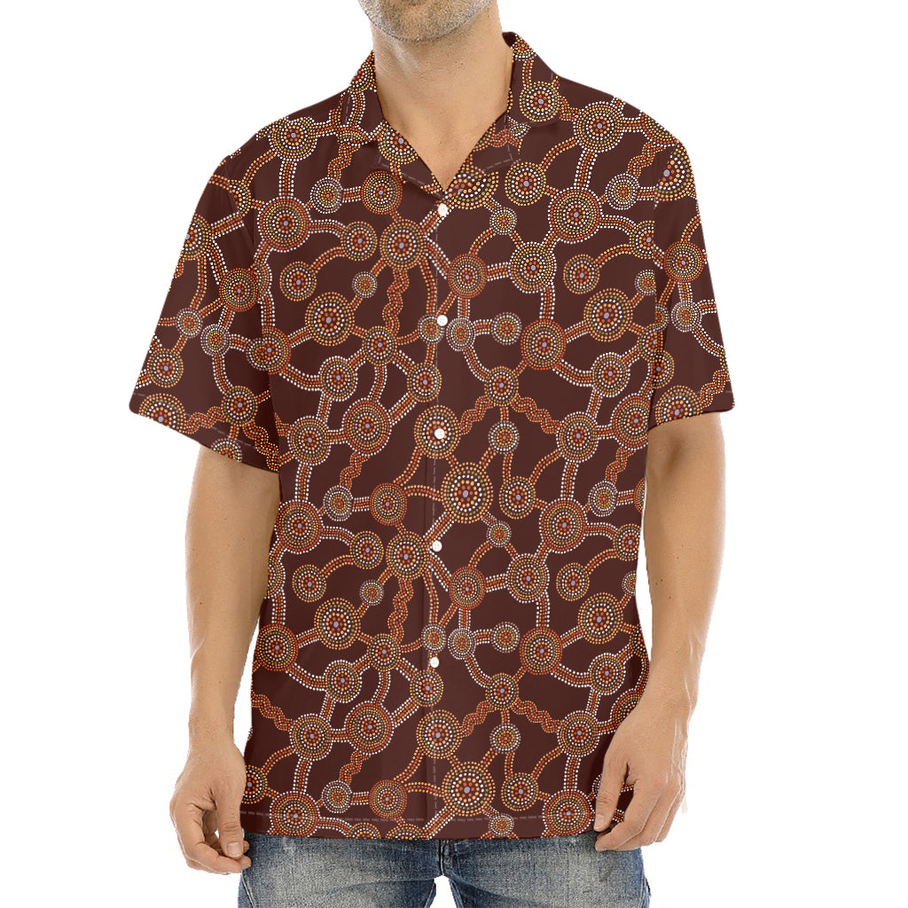 Aboriginal Indigenous Dot Pattern Print Aloha Shirt