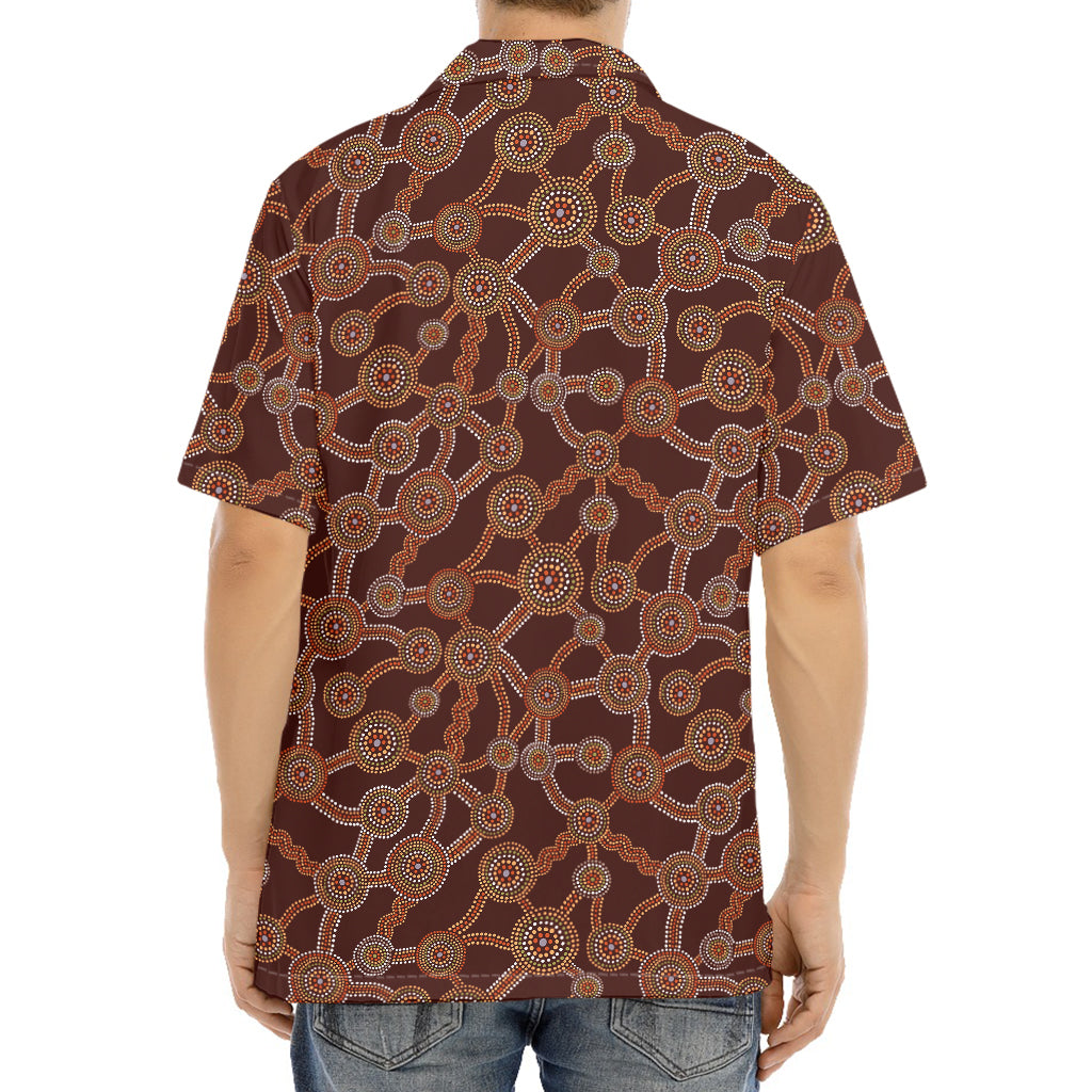 Aboriginal Indigenous Dot Pattern Print Aloha Shirt