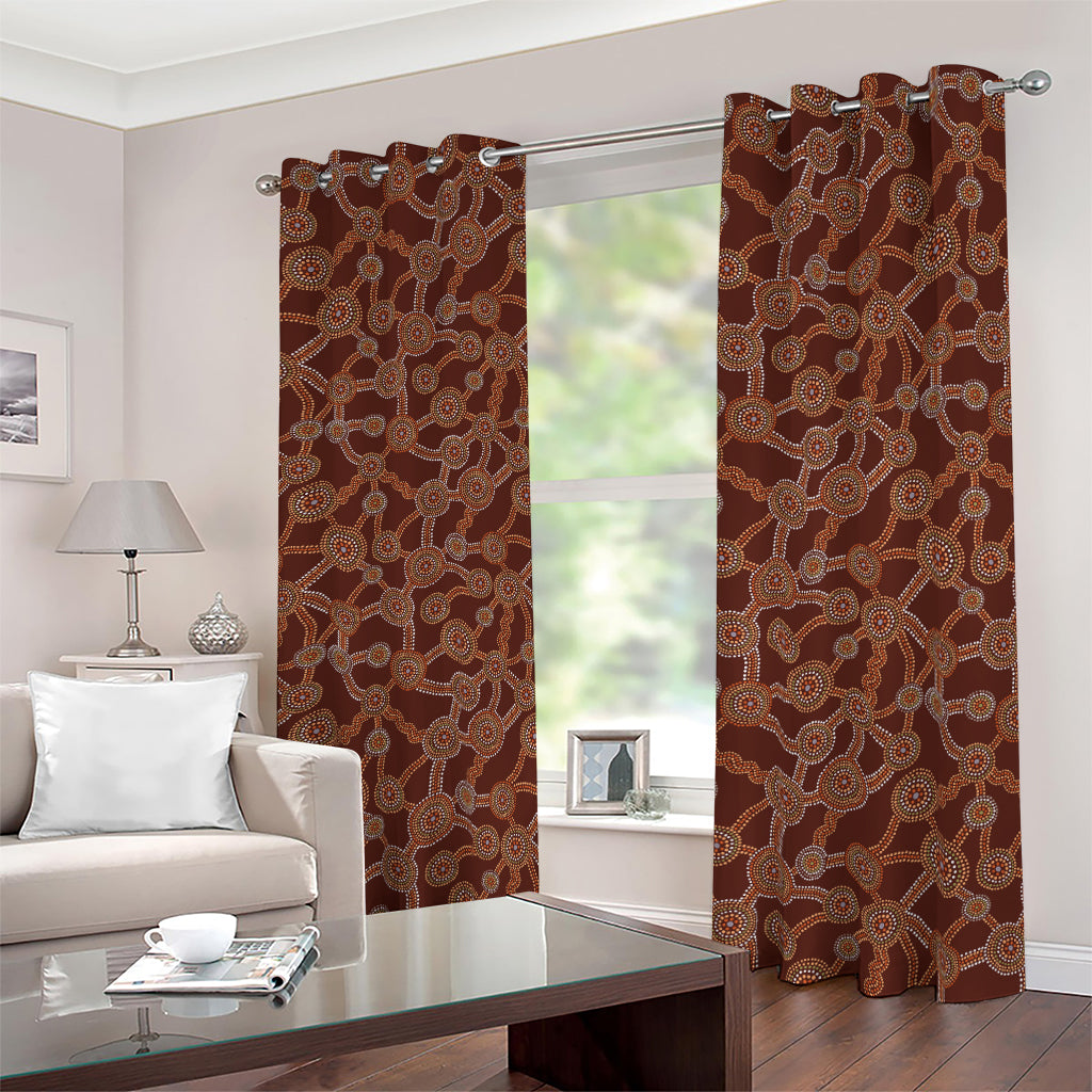 Aboriginal Indigenous Dot Pattern Print Blackout Grommet Curtains