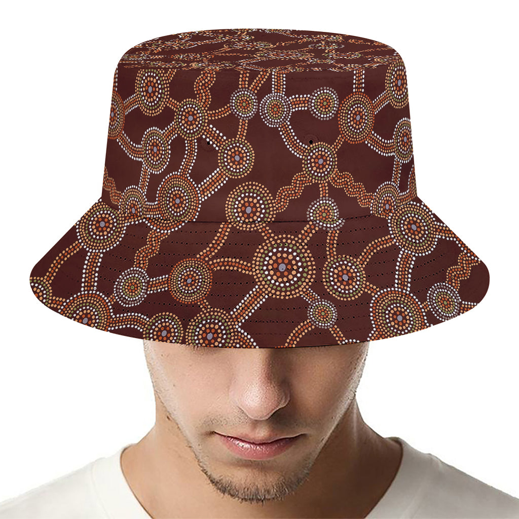 Aboriginal Indigenous Dot Pattern Print Bucket Hat