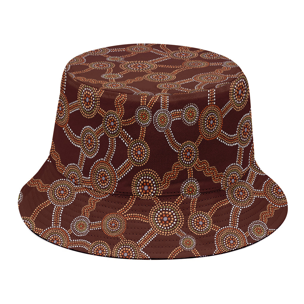 Aboriginal Indigenous Dot Pattern Print Bucket Hat